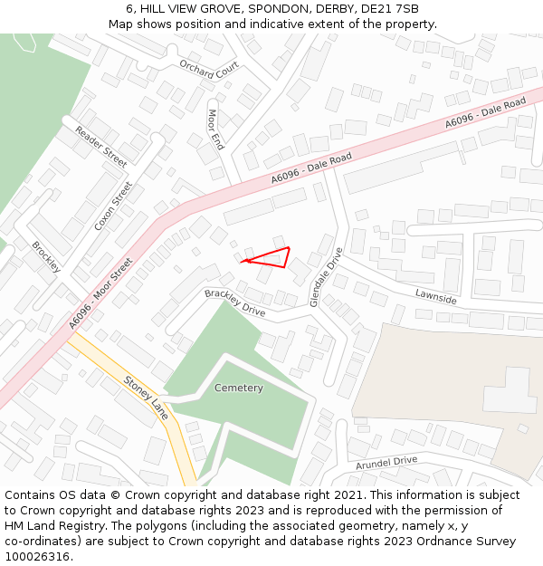 6, HILL VIEW GROVE, SPONDON, DERBY, DE21 7SB: Location map and indicative extent of plot