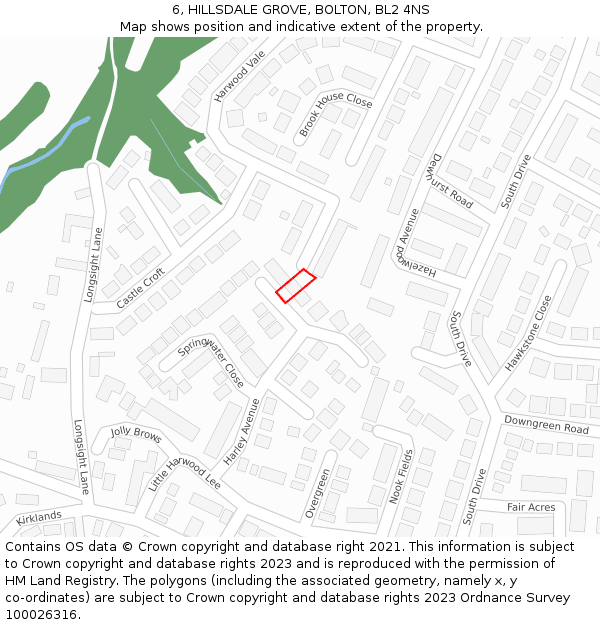 6, HILLSDALE GROVE, BOLTON, BL2 4NS: Location map and indicative extent of plot