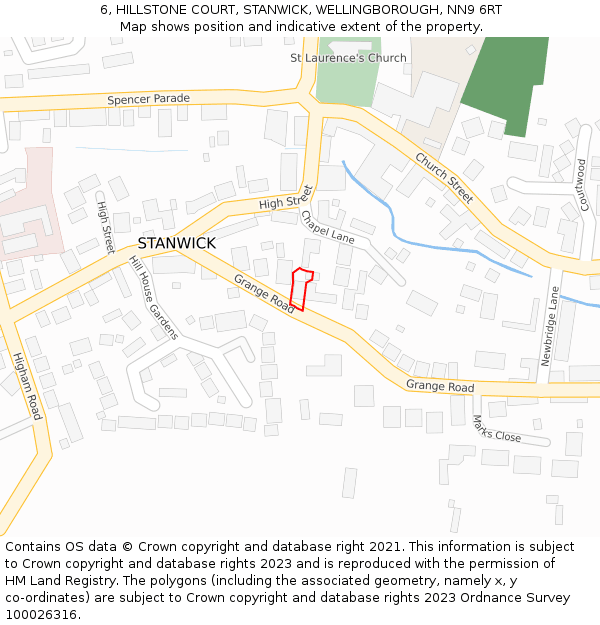 6, HILLSTONE COURT, STANWICK, WELLINGBOROUGH, NN9 6RT: Location map and indicative extent of plot