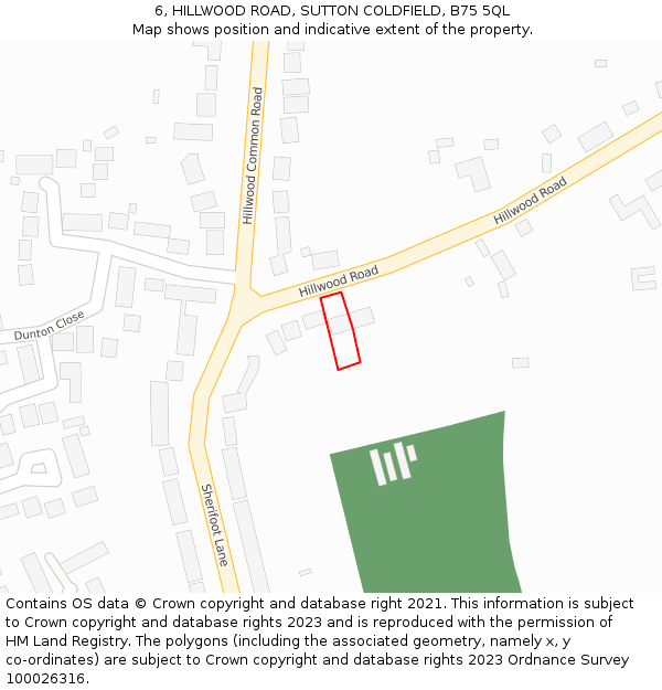 6, HILLWOOD ROAD, SUTTON COLDFIELD, B75 5QL: Location map and indicative extent of plot