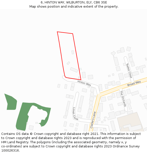 6, HINTON WAY, WILBURTON, ELY, CB6 3SE: Location map and indicative extent of plot