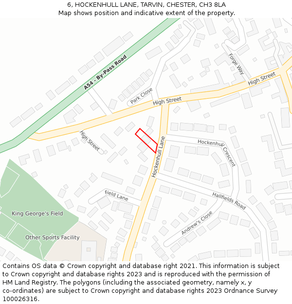 6, HOCKENHULL LANE, TARVIN, CHESTER, CH3 8LA: Location map and indicative extent of plot