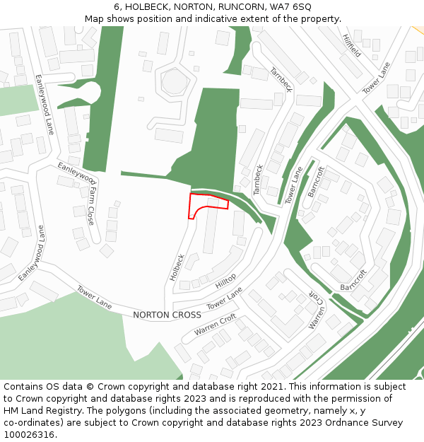 6, HOLBECK, NORTON, RUNCORN, WA7 6SQ: Location map and indicative extent of plot