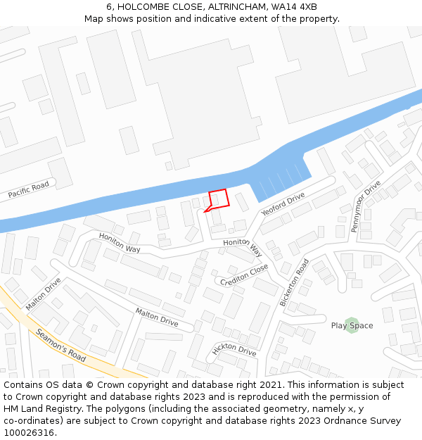 6, HOLCOMBE CLOSE, ALTRINCHAM, WA14 4XB: Location map and indicative extent of plot