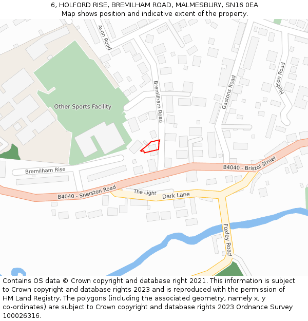 6, HOLFORD RISE, BREMILHAM ROAD, MALMESBURY, SN16 0EA: Location map and indicative extent of plot