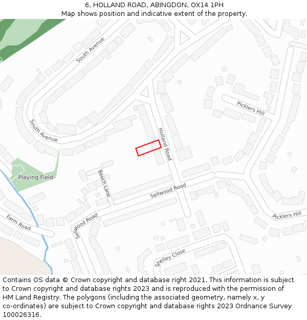 6, HOLLAND ROAD, ABINGDON, OX14 1PH: Location map and indicative extent of plot