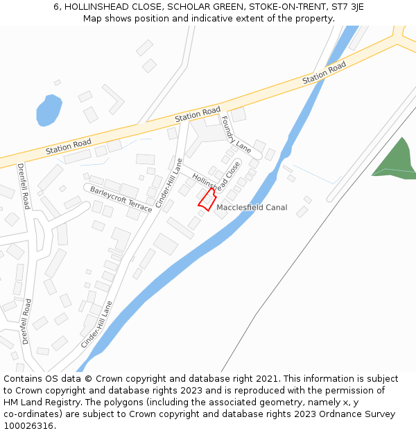 6, HOLLINSHEAD CLOSE, SCHOLAR GREEN, STOKE-ON-TRENT, ST7 3JE: Location map and indicative extent of plot