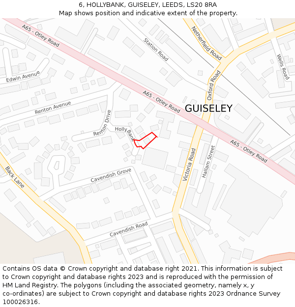 6, HOLLYBANK, GUISELEY, LEEDS, LS20 8RA: Location map and indicative extent of plot