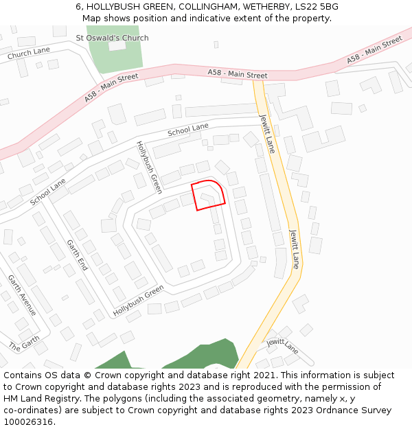 6, HOLLYBUSH GREEN, COLLINGHAM, WETHERBY, LS22 5BG: Location map and indicative extent of plot