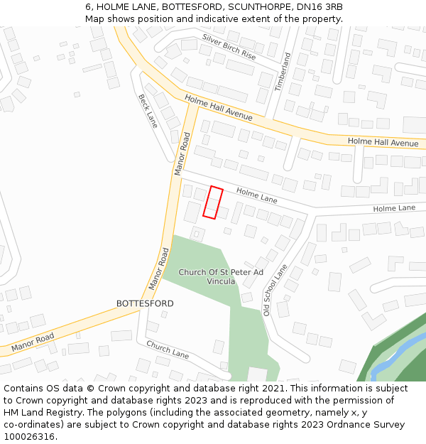 6, HOLME LANE, BOTTESFORD, SCUNTHORPE, DN16 3RB: Location map and indicative extent of plot