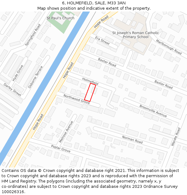 6, HOLMEFIELD, SALE, M33 3AN: Location map and indicative extent of plot