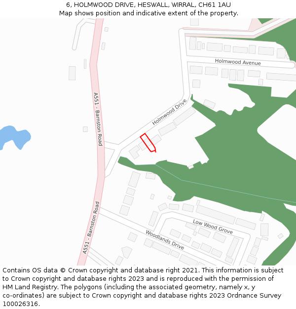 6, HOLMWOOD DRIVE, HESWALL, WIRRAL, CH61 1AU: Location map and indicative extent of plot