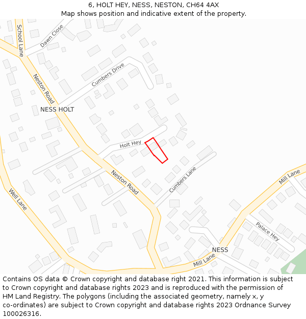 6, HOLT HEY, NESS, NESTON, CH64 4AX: Location map and indicative extent of plot