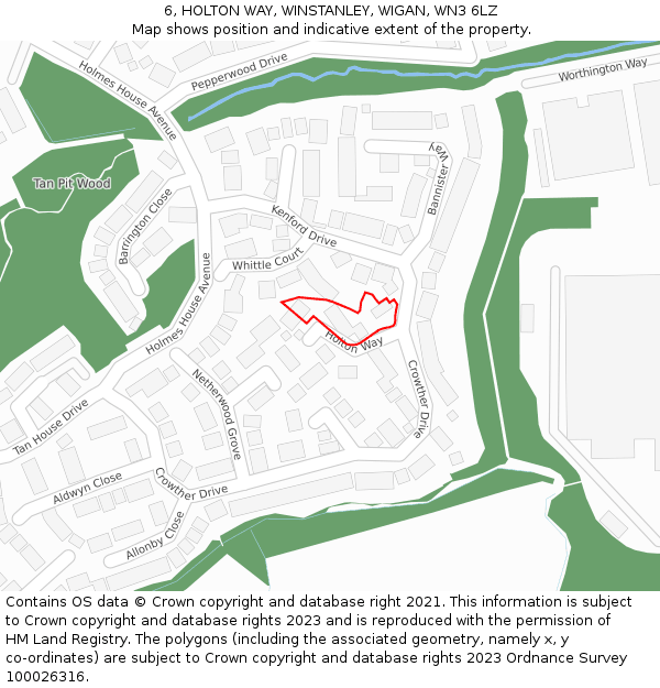 6, HOLTON WAY, WINSTANLEY, WIGAN, WN3 6LZ: Location map and indicative extent of plot