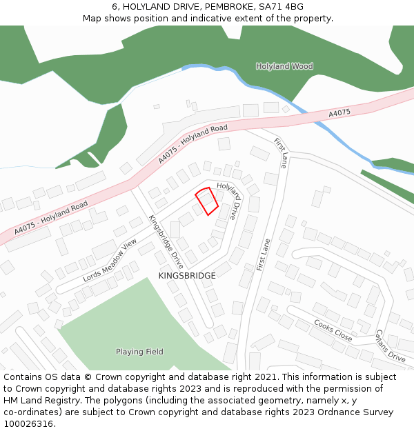 6, HOLYLAND DRIVE, PEMBROKE, SA71 4BG: Location map and indicative extent of plot