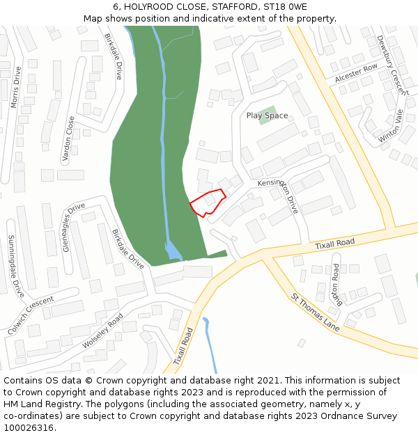 6, HOLYROOD CLOSE, STAFFORD, ST18 0WE: Location map and indicative extent of plot