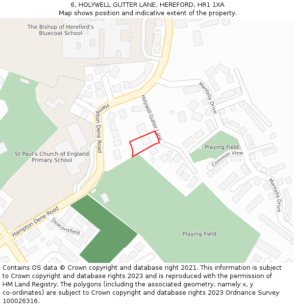 6, HOLYWELL GUTTER LANE, HEREFORD, HR1 1XA: Location map and indicative extent of plot