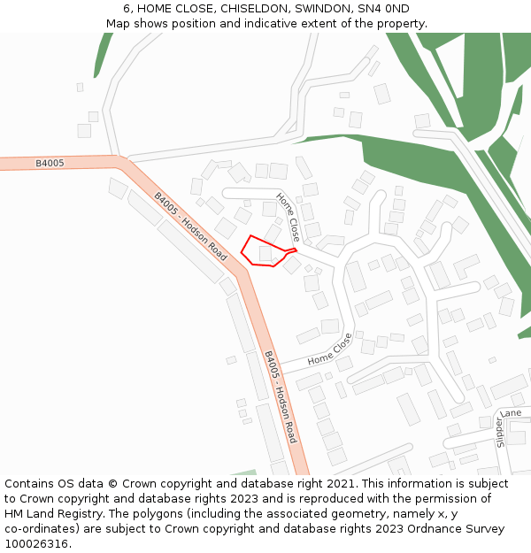 6, HOME CLOSE, CHISELDON, SWINDON, SN4 0ND: Location map and indicative extent of plot