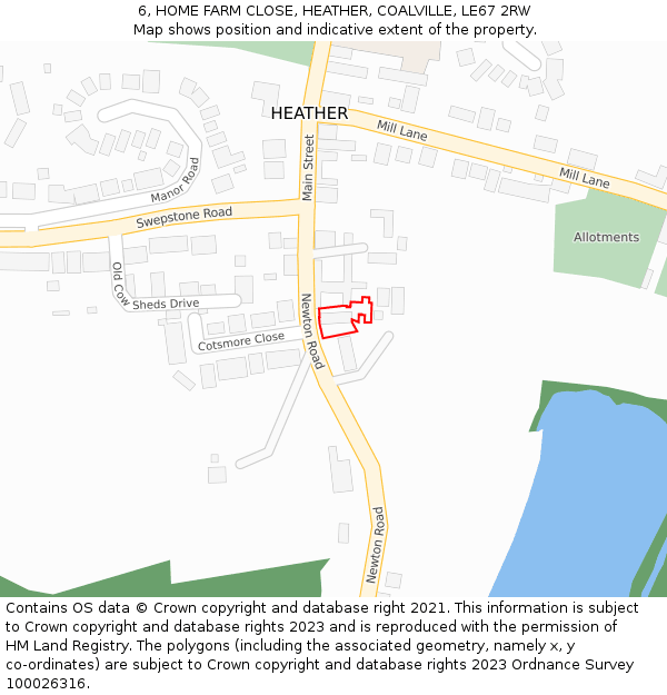 6, HOME FARM CLOSE, HEATHER, COALVILLE, LE67 2RW: Location map and indicative extent of plot