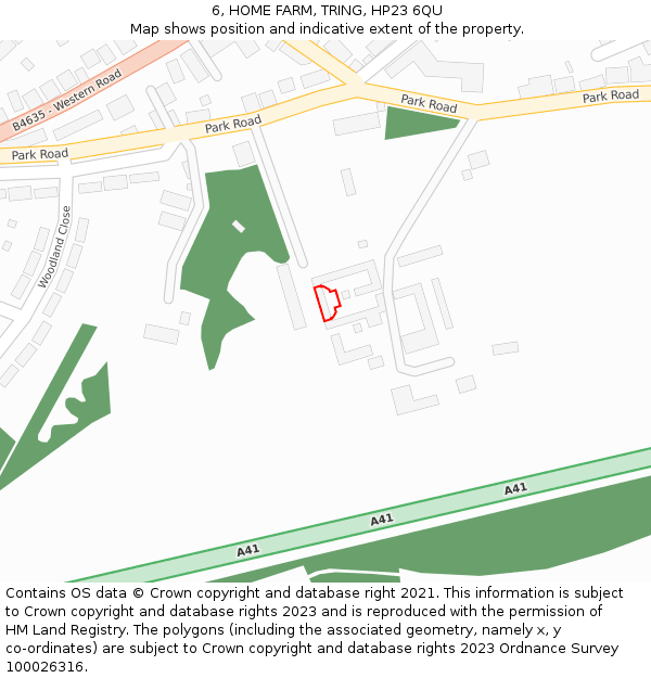 6, HOME FARM, TRING, HP23 6QU: Location map and indicative extent of plot