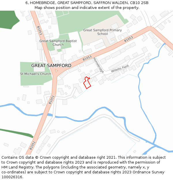 6, HOMEBRIDGE, GREAT SAMPFORD, SAFFRON WALDEN, CB10 2SB: Location map and indicative extent of plot