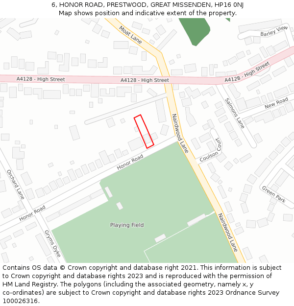 6, HONOR ROAD, PRESTWOOD, GREAT MISSENDEN, HP16 0NJ: Location map and indicative extent of plot