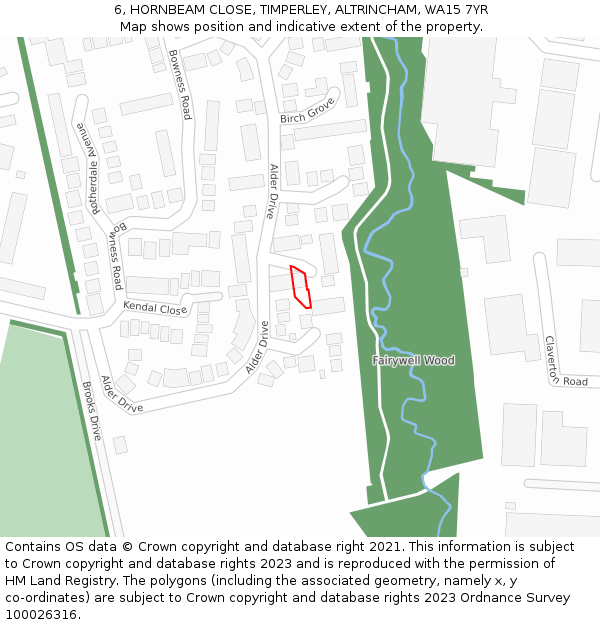 6, HORNBEAM CLOSE, TIMPERLEY, ALTRINCHAM, WA15 7YR: Location map and indicative extent of plot