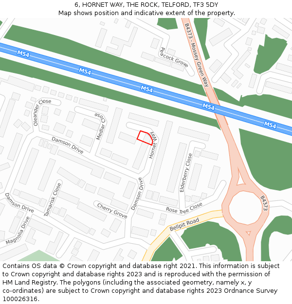 6, HORNET WAY, THE ROCK, TELFORD, TF3 5DY: Location map and indicative extent of plot