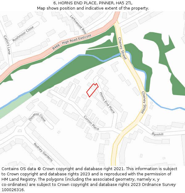 6, HORNS END PLACE, PINNER, HA5 2TL: Location map and indicative extent of plot
