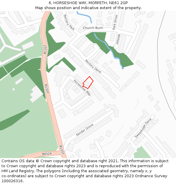 6, HORSESHOE WAY, MORPETH, NE61 2GP: Location map and indicative extent of plot
