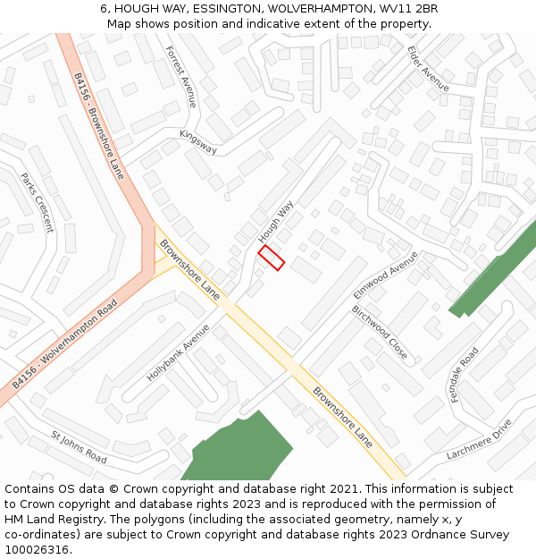 6, HOUGH WAY, ESSINGTON, WOLVERHAMPTON, WV11 2BR: Location map and indicative extent of plot