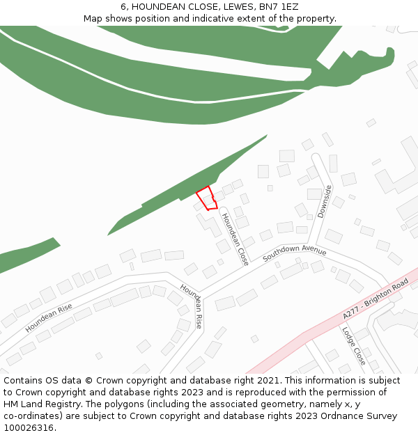 6, HOUNDEAN CLOSE, LEWES, BN7 1EZ: Location map and indicative extent of plot