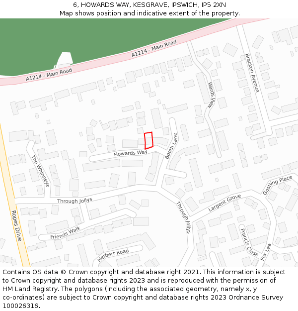 6, HOWARDS WAY, KESGRAVE, IPSWICH, IP5 2XN: Location map and indicative extent of plot