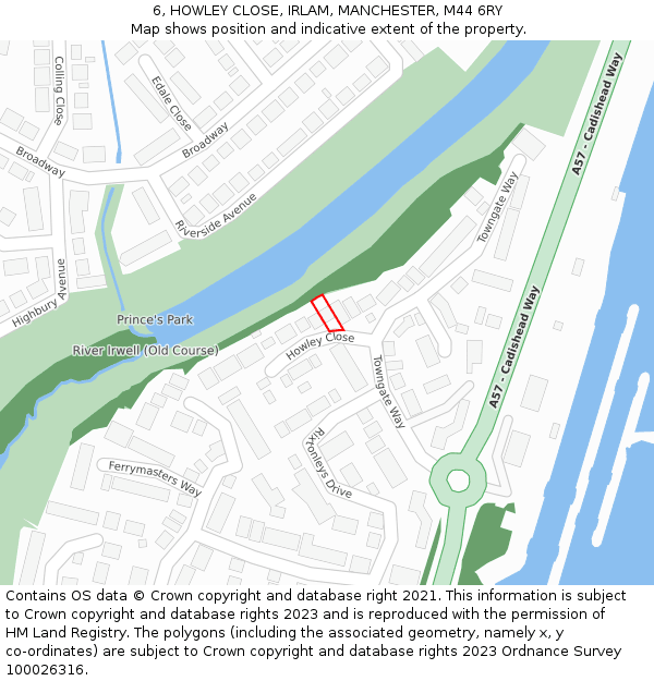 6, HOWLEY CLOSE, IRLAM, MANCHESTER, M44 6RY: Location map and indicative extent of plot