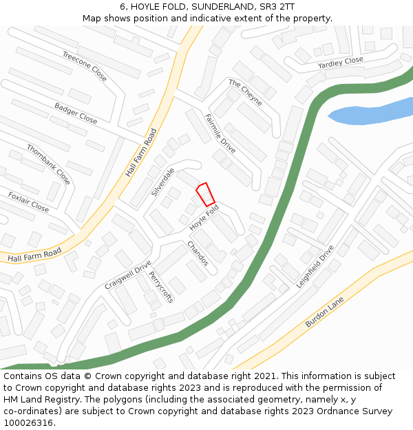 6, HOYLE FOLD, SUNDERLAND, SR3 2TT: Location map and indicative extent of plot