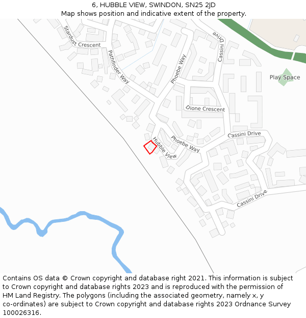 6, HUBBLE VIEW, SWINDON, SN25 2JD: Location map and indicative extent of plot