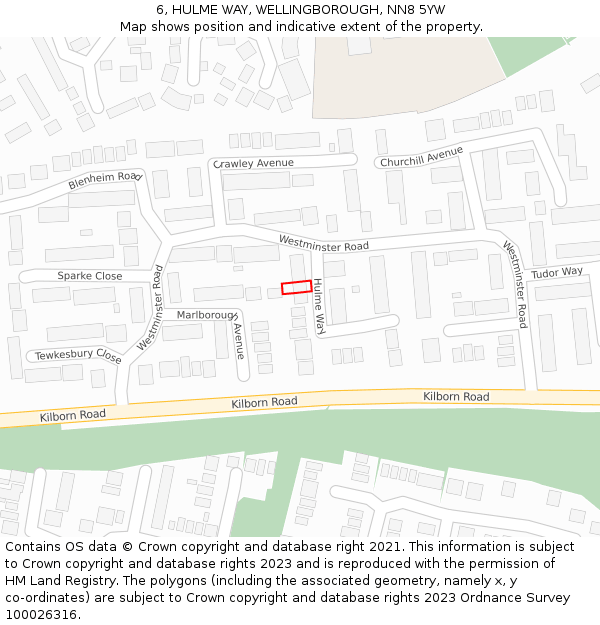 6, HULME WAY, WELLINGBOROUGH, NN8 5YW: Location map and indicative extent of plot