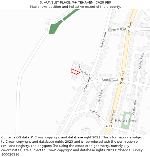 6, HUNSLET PLACE, WHITEHAVEN, CA28 9BF: Location map and indicative extent of plot