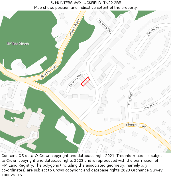 6, HUNTERS WAY, UCKFIELD, TN22 2BB: Location map and indicative extent of plot