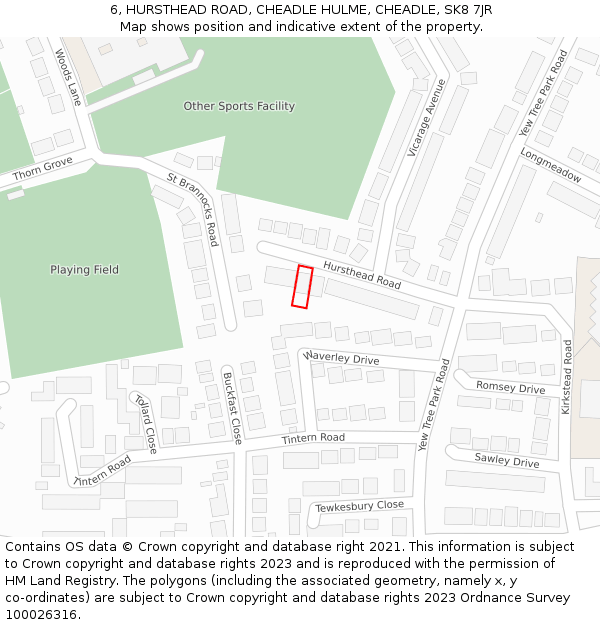 6, HURSTHEAD ROAD, CHEADLE HULME, CHEADLE, SK8 7JR: Location map and indicative extent of plot