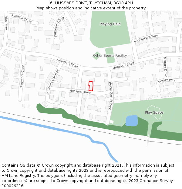 6, HUSSARS DRIVE, THATCHAM, RG19 4PH: Location map and indicative extent of plot