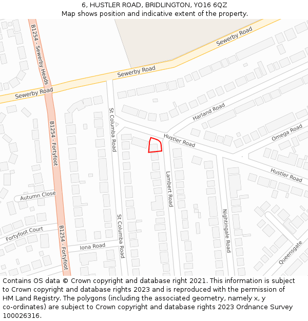 6, HUSTLER ROAD, BRIDLINGTON, YO16 6QZ: Location map and indicative extent of plot