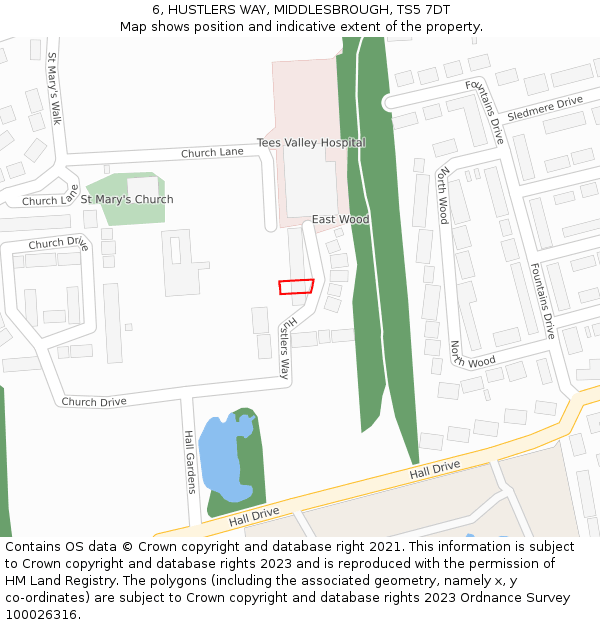 6, HUSTLERS WAY, MIDDLESBROUGH, TS5 7DT: Location map and indicative extent of plot