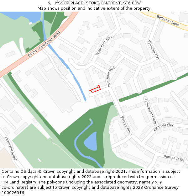 6, HYSSOP PLACE, STOKE-ON-TRENT, ST6 8BW: Location map and indicative extent of plot