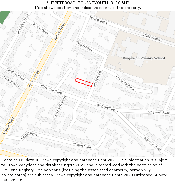 6, IBBETT ROAD, BOURNEMOUTH, BH10 5HP: Location map and indicative extent of plot