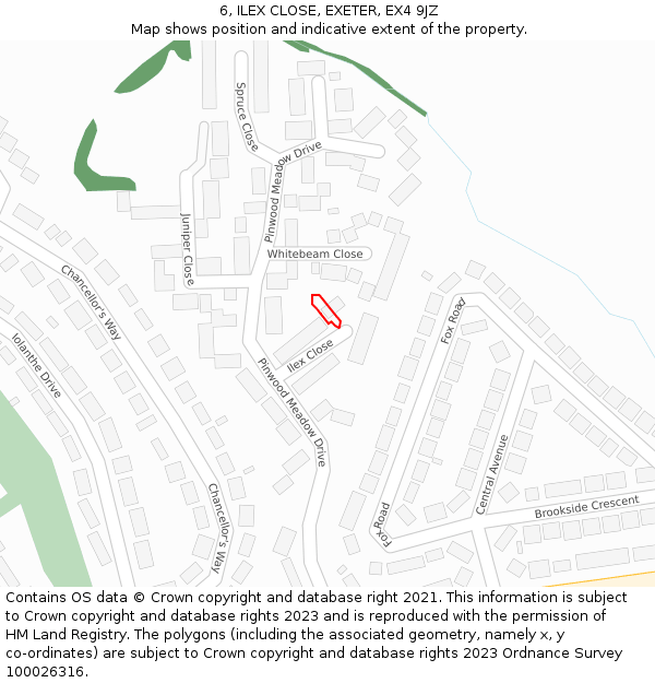6, ILEX CLOSE, EXETER, EX4 9JZ: Location map and indicative extent of plot