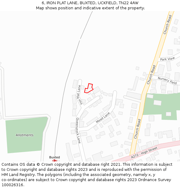 6, IRON PLAT LANE, BUXTED, UCKFIELD, TN22 4AW: Location map and indicative extent of plot