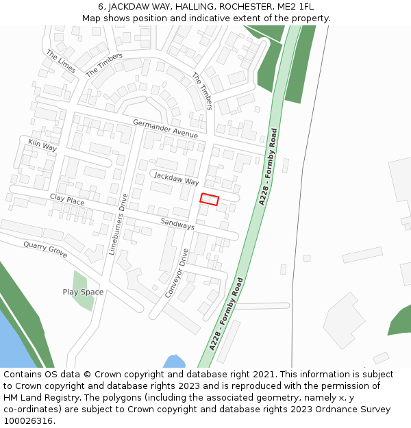 6, JACKDAW WAY, HALLING, ROCHESTER, ME2 1FL: Location map and indicative extent of plot