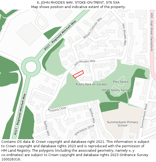 6, JOHN RHODES WAY, STOKE-ON-TRENT, ST6 5XA: Location map and indicative extent of plot