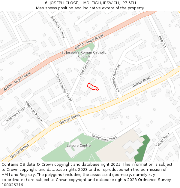 6, JOSEPH CLOSE, HADLEIGH, IPSWICH, IP7 5FH: Location map and indicative extent of plot